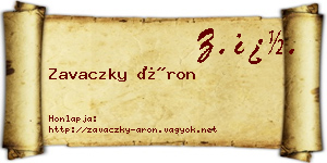 Zavaczky Áron névjegykártya